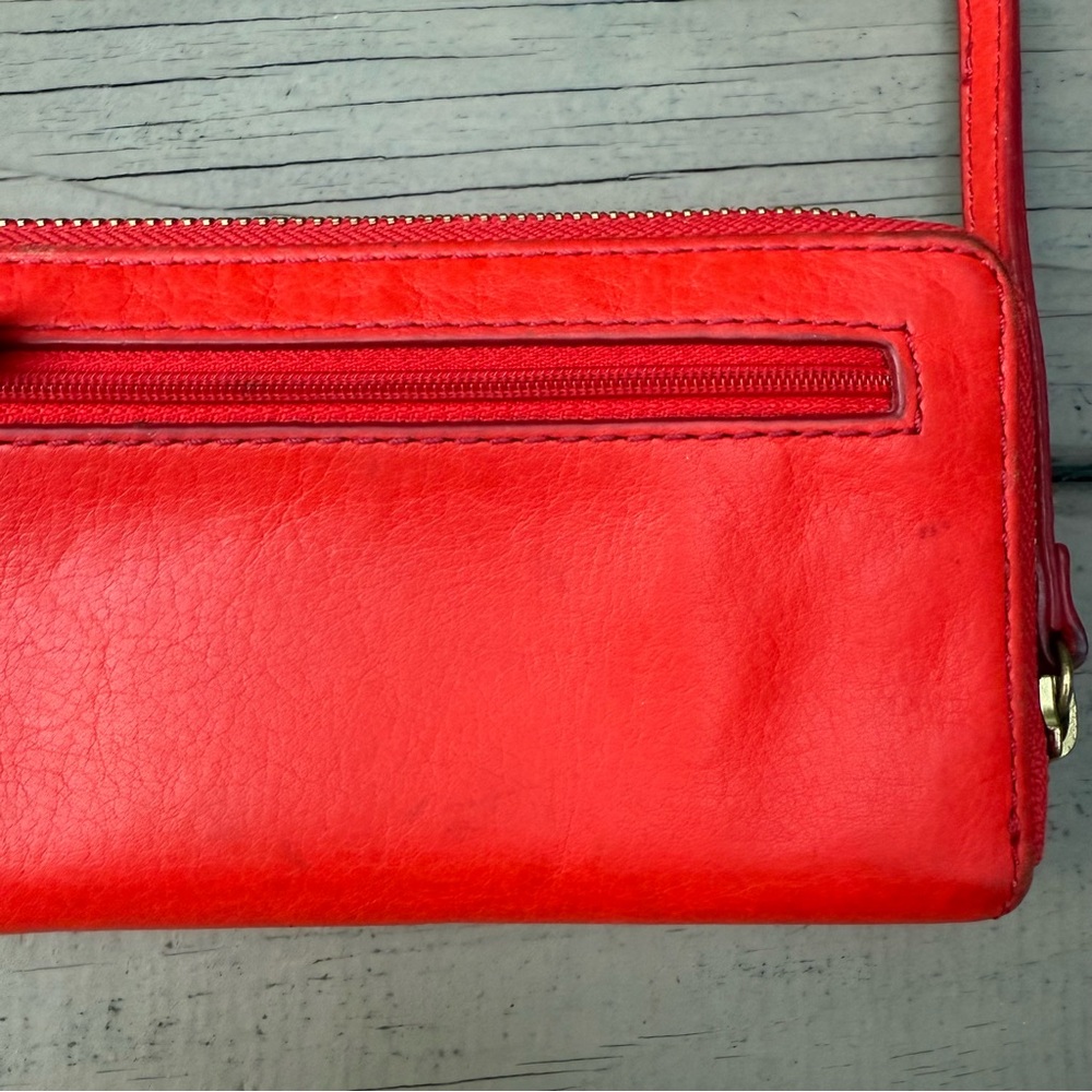 Fossil Red Leather Wallet Wristlet - Picture 6 of 16